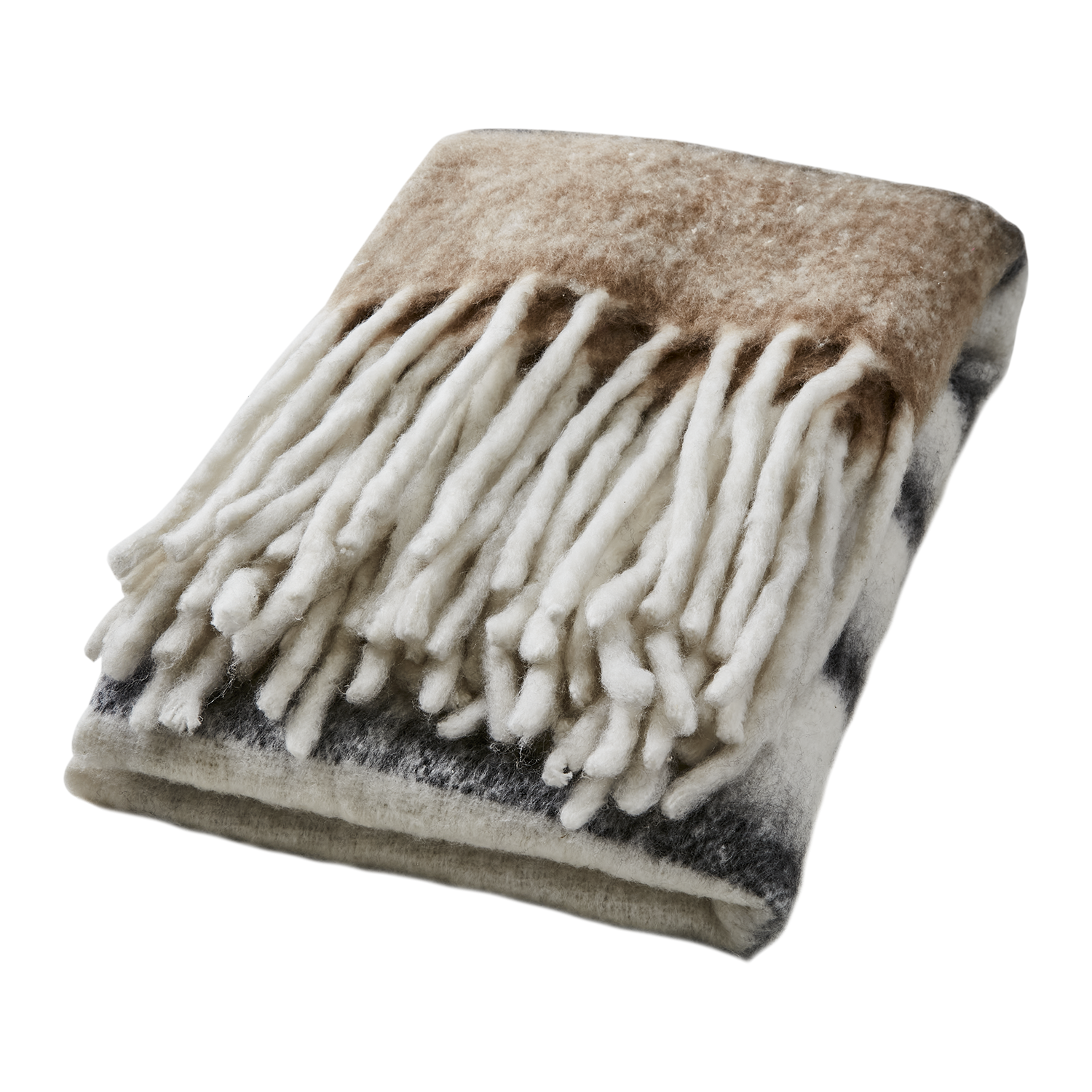 Filt Frasse, Beige/Svart/Vit