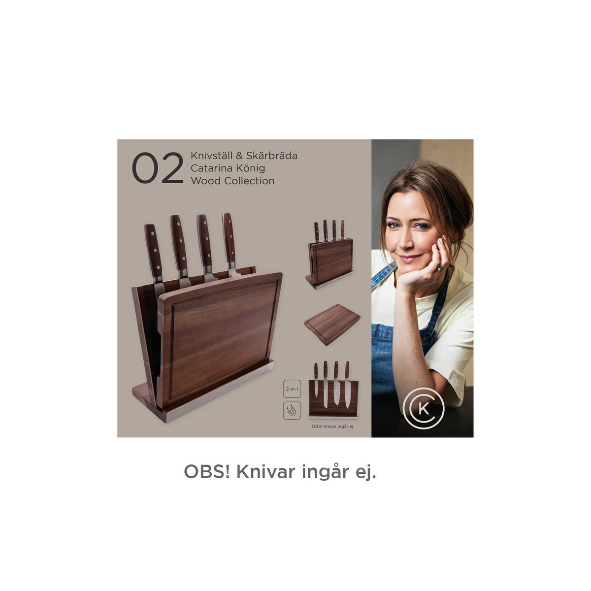 Magnetiskt knivställ & bräda 2-delar