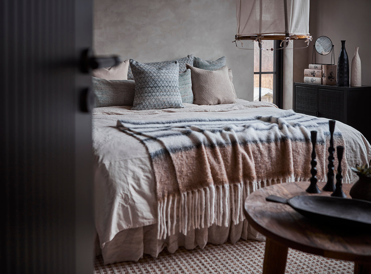 Filt Frasse, Beige/Svart/Vit